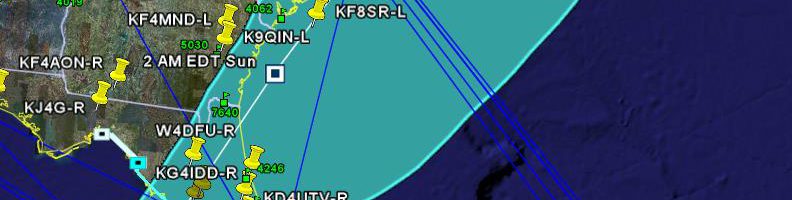 Track of Barry with EchoLink Nodes in the path
